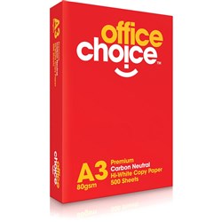 OFFICE CHOICE  A3 WHITE 80GSM COPY PAPER CARBON NEUTRAL ISO 9001 104782 **************