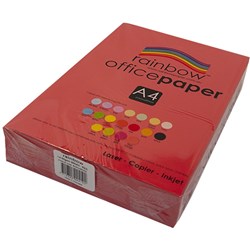 RAINBOW OFFICE PAPER A4 Red 80GSM Ream of 500