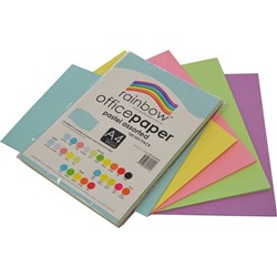 RAINBOW OFFICE PAPER Pastel Assorted A4 80GSM Pack of 100
