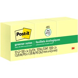 653-RP POST-IT PAD YELLOW RECYCLED PAPER NOTE 34.9MM X 47.6M    PACK OF 12