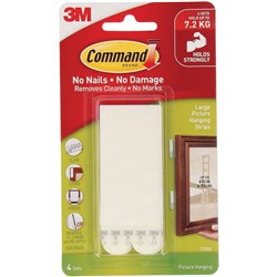 COMMAND PICTURE HANGING STRIPS Large White 17206 4 Pairs Per Pack