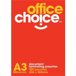 LAMINATING POUCH A3 80mic OFFICE CHOICE BL80MA3OFFC BOX OF 100