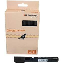 BIBBULMUN PERMANENT BLACK Marker 270 Bullet Black PRICE IS EACH (BOX = 12)
