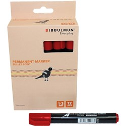 BIBBULMUN PERMANENT RED MARKER 270 Bullet Red PRICE IS EACH (BOX IS 12)