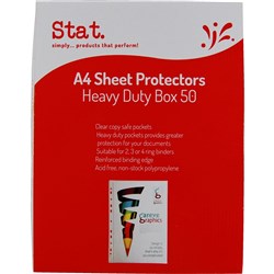 STAT SHEET PROTECTOR A4 HEAVY DUTY 70 MICRON CLEAR PACK OF 50