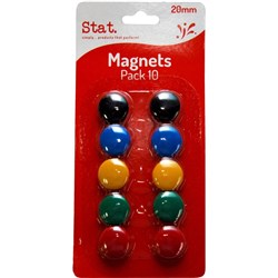 STAT MAGNETS 20MM BUTTON ASSORTED COLOURS PACK 10 SUBSTITUTE FOR 524942