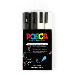 POSCA 4 PIECE WALLET BLACK & WHITE 5M