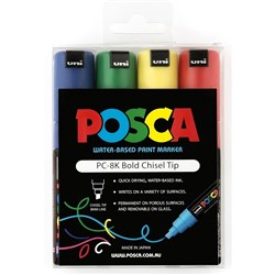 Uni Posca 8M WALLET OF 4 CHISEL PAINT MARKER 8mm