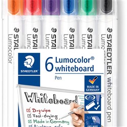 STAEDTLER WHITEBOARD MARKER 301 1.0mm Tip Assorted Wallet of 6