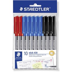 STAEDTLER BALLPOINT PEN Stick 430 Medium Assorted Pack of 10 LIMITED STOCK