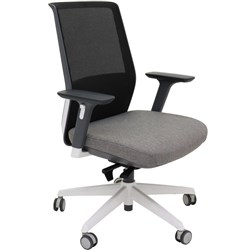OFFICE MESH TASK CHAIR MEDIUM BACK 135KG WEIGHT RATE 3D ADJ ARM RESTS GREY CHARCOAL