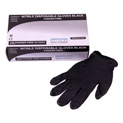 Stylus Nitrile Disposable Gloves Black Large Pack of 100