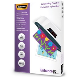 FELLOWES IMAGELAST MATTE Laminating Pouch A4 80 Micron Matte Pack of 100