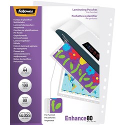 FELLOWES IMAGELAST Laminating Pouch A4 80 Micron Pre-Punched Pack of 100