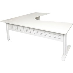 Rapid Span Cockpit Corner Desk 1500Wx1500Wx700mmD Beech Top White Steel Frame