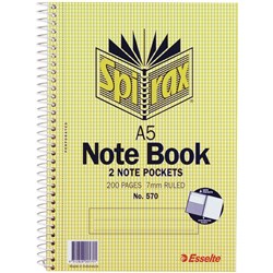SPIRAX 570 NOTEBOOK POCKET A5 200 Page Side Opening Pack of 5