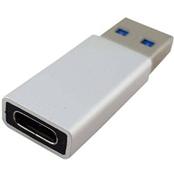USB-A Male to USB-C Female Adaptor Silver