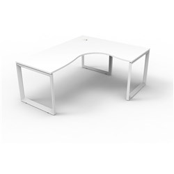 Deluxe Loop Corner Desk 1500Wx1500Wx750D White Top White Frame