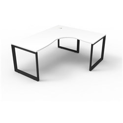 Deluxe Loop Corner Desk 1800Wx1500Wx750D White Top Black Frame