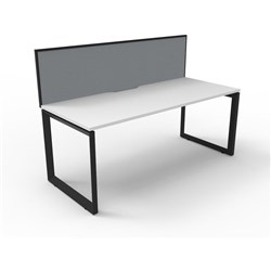 Deluxe Loop Desk With Screen 1200Wx750D White Top Black Frame