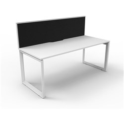 Deluxe Loop Desk With Screen 1500Wx750D White Top White Frame