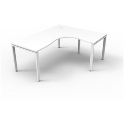 Deluxe Profile Corner Desk 1500Wx1500Wx750D White Top White Frame