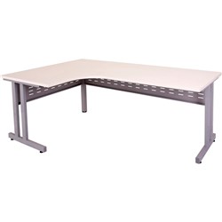 C Leg Cockpit Corner Desk 1800Wx1200Wx700D White Top Silver Steel Frame