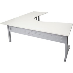 C Leg Cockpit Corner Desk 1800Wx1500Wx700D White Top Silver Steel Frame