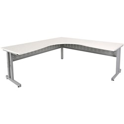 C Leg Cockpit Corner Desk 1800Wx1800Wx700D White Top Silver Steel Frame