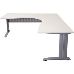 RAPID SPAN CORNER WORKSTATION 1500MM X 1500MM X 700MM D X 730MM H WHITE TOP SILVER FRAME