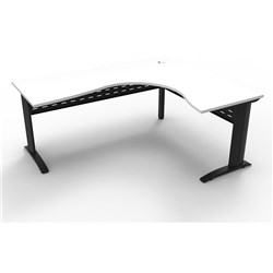RAPID SPAN CORNER WORKSTATION 1800MM X 1200MM X 700MM D X 730MM H WHITE TOP BLACK FRAME