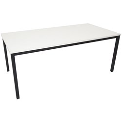 STEEL FRAME TABLE 1500W x 750D X 730MMH NATURAL WHITE TOP WITH BLACK FRAME