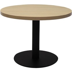 Rapidline Round Coffee Table 600mm Diam Top Natural Oak with Black Disk Base