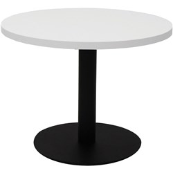 Rapidline Round Coffee Table 600mm Diam Top Natural White with Black Disk Base