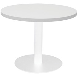 Rapidline Round Coffee Table 600mm Diam Top Natural White with White Satin Disk Base
