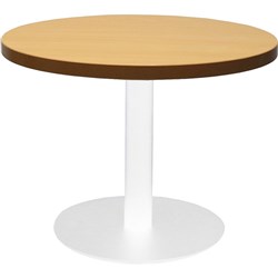 Rapidline Round Coffee Table 600mm Diam Top Beech with White Satin Disk Base