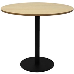 Rapidline Round Meeting Table 900mm Diam Top Natural Oak with Black