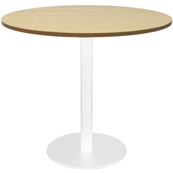 Rapidline Round Meeting Table 900mm Diam Top Natural Oak with White Satin