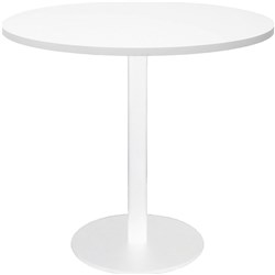 Rapidline Round Meeting Table 900mm Diam Top Natural White with White Satin