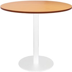 Rapidline Round Meeting Table 900mm Diam Top Beech with White Satin Base