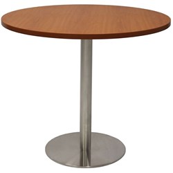 Rapidline Round Meeting Table 900mm Diam Top Cherry Stainless Steel