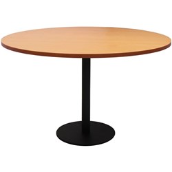 Rapidline Round Meeting Table 1200mm Diam Top Beech with Black Base