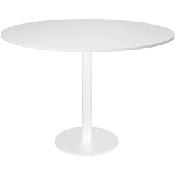 Rapidline Round Meeting Table 1200mm Diam Top Natural White White Satin