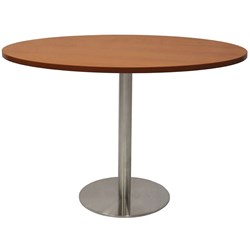 RAPIDLINE ROUND MEETING TABLE 1200MM DIAMETER CHERRY TOP WITH STAINLESS STEEL BASE