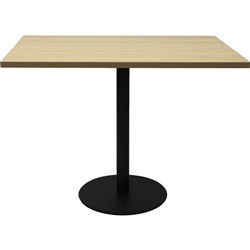 ESTILO SQUARE TABLE 900MM X 900MM NATURAL OAK TOP WITH BLACK POWDER COAT BASE