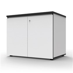 Infinity Swing 2 Door Storage Cupboard 730Hx900Wx600mmD Natural White with Black Edge