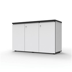 Infinity Swing 3 Door Storage Cupboard 730Hx1500Wx450mmD Natural White with Black Edge
