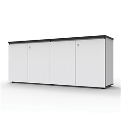 Infinity Swing 4 Door Storage Cupboard 730Hx1800Wx450mmD Natural White with Black Edge