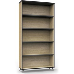 RAPID INFINITY BOOKCASE WITH 4 ADJUST SHELVES 1800MM H X 900MM W X 315MM D NATURAL OAK