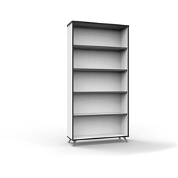 Rapid Infinity Bookcase 1800Hx900Wx315mmD 5 Shelf Natural White with Black Edge